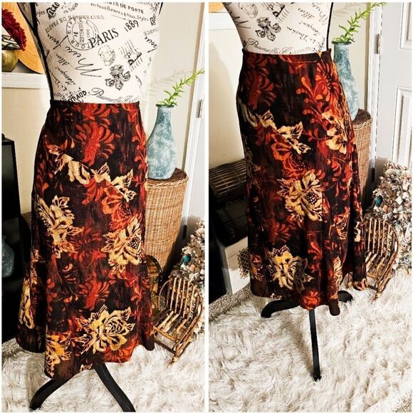 Vintage R.Q.T Rustic Floral Print Midi Skirt - Picture 3 of 15